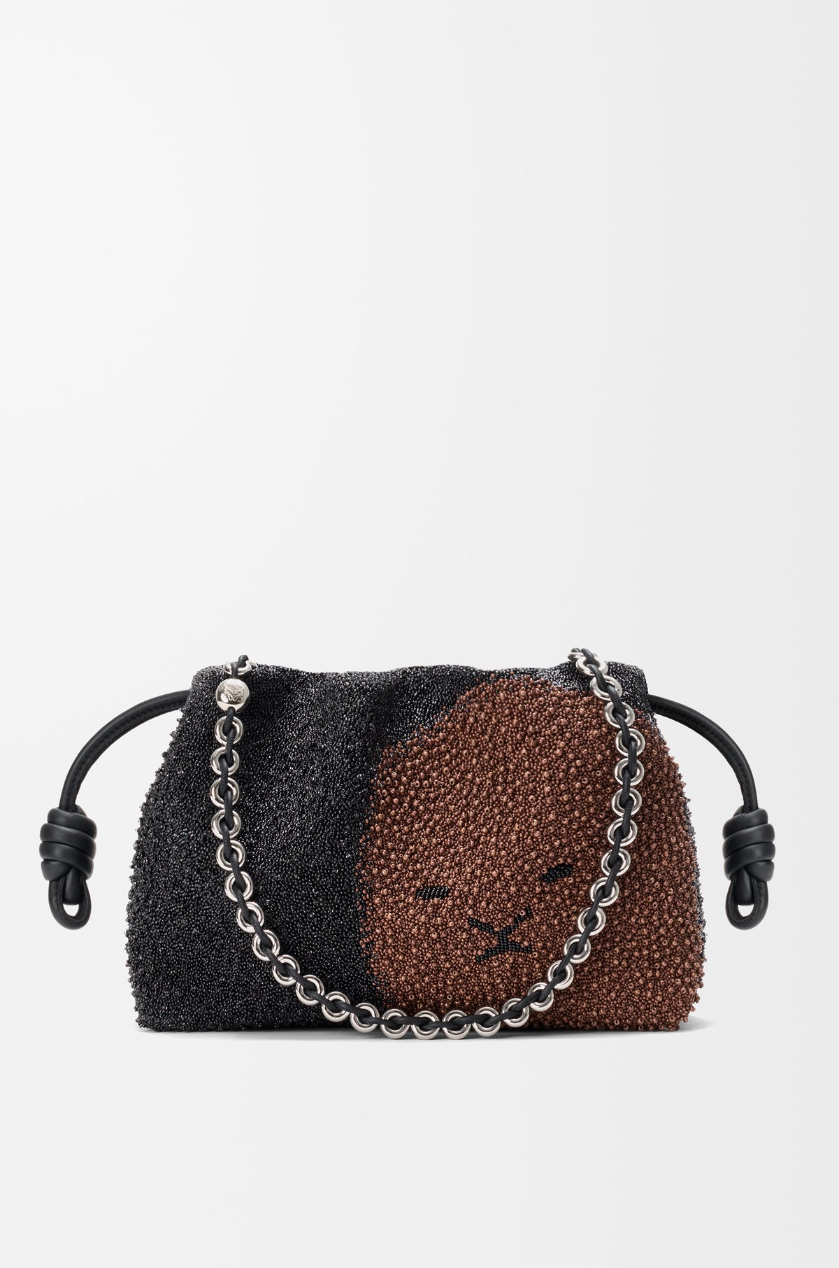 Loewe Medium Lion Beads Flamenco purse in beaded canvas and calfskin