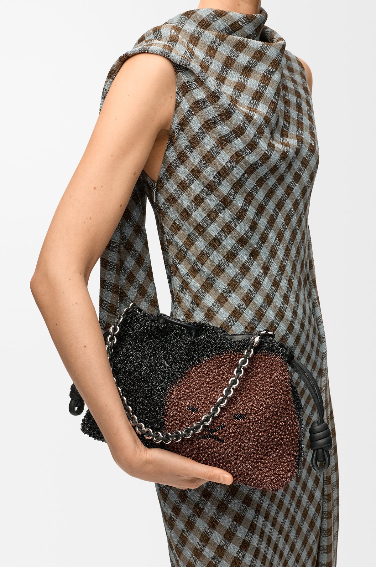 Loewe Medium Lion Beads Flamenco purse in beaded canvas and calfskin