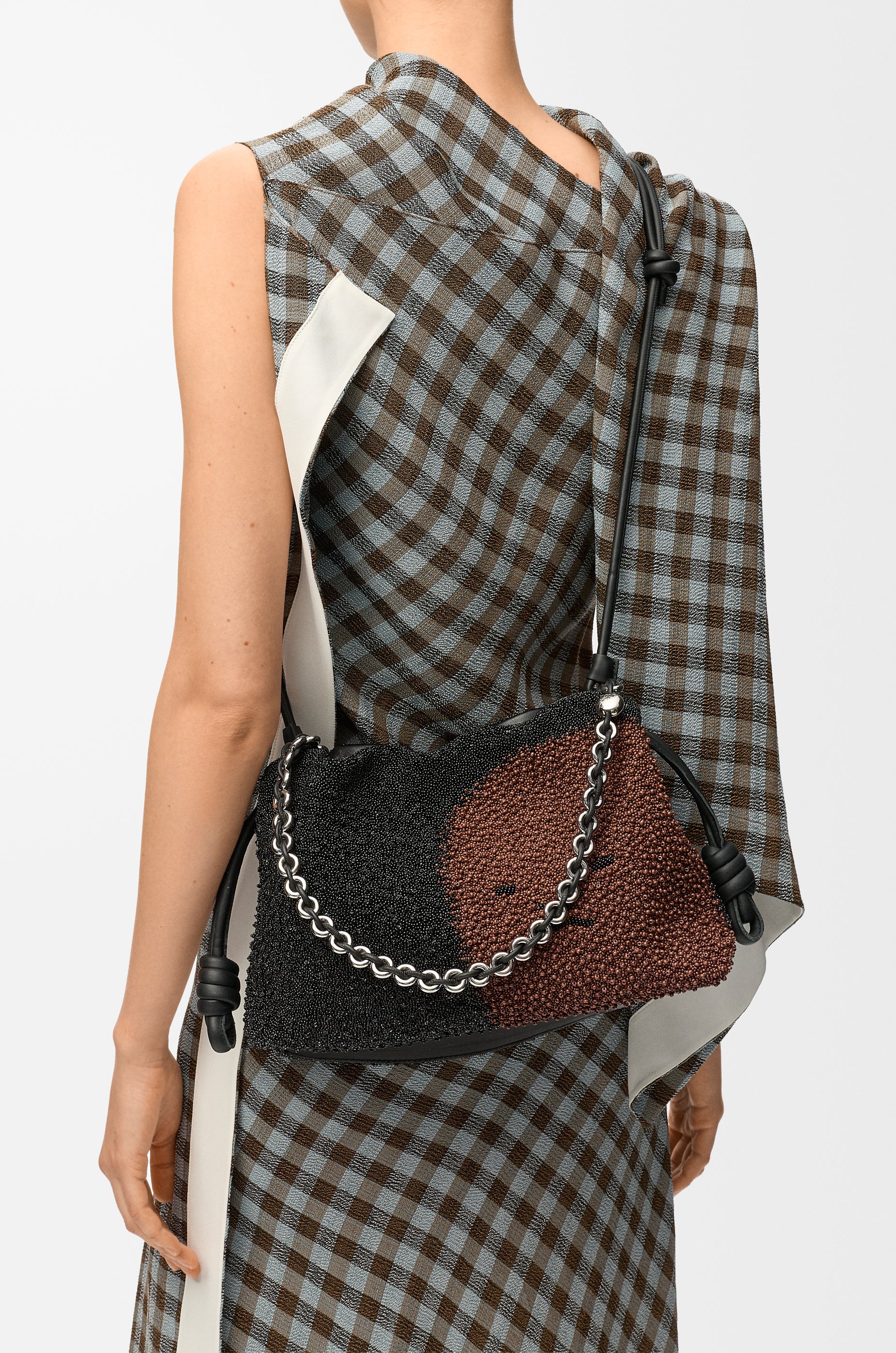 Loewe Medium Lion Beads Flamenco purse in beaded canvas and calfskin
