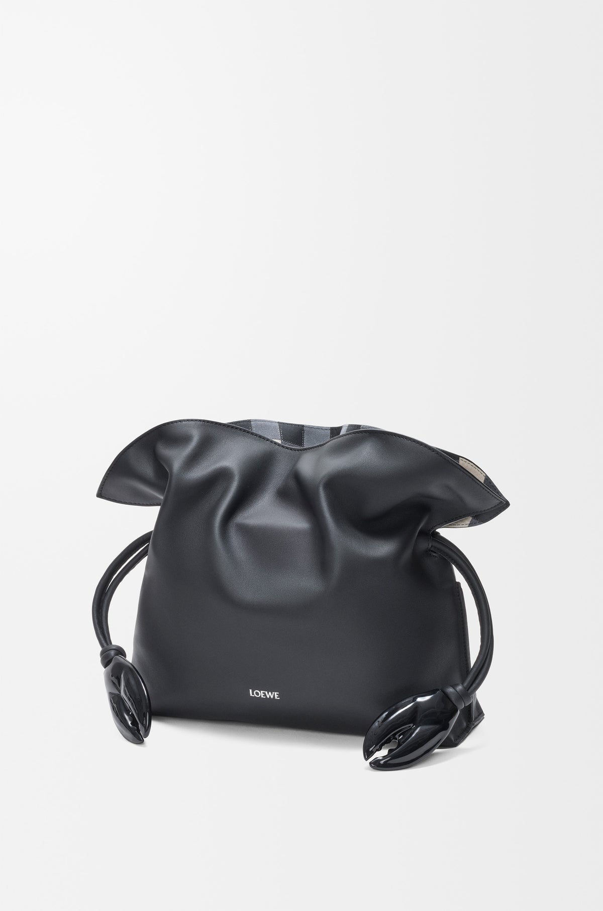 Loewe Medium Flamenco clutch in nappa calfskin and check intarsio