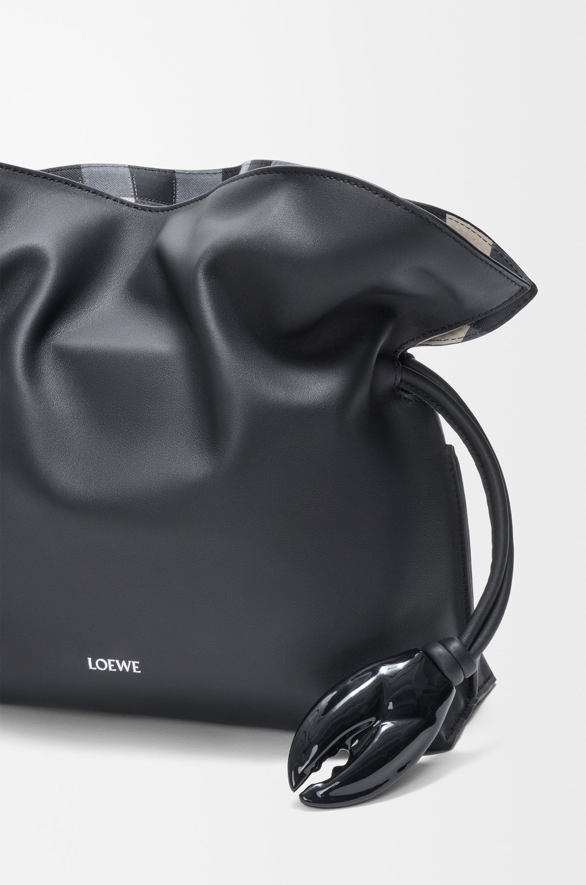 Loewe Medium Flamenco clutch in nappa calfskin and check intarsio