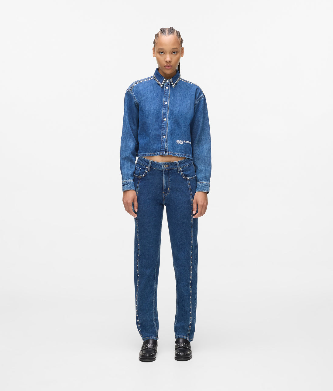 KarlLagerfeld Sunglasses Studded Top Handle Bag Black