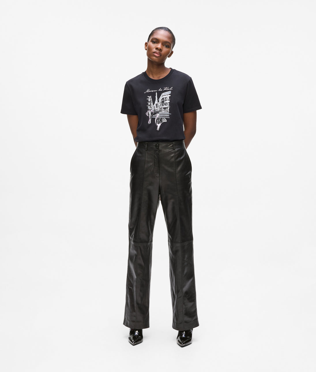 KarlLagerfeld Kweave Medium Tote Bag Black-Nickel