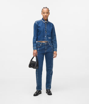 KarlLagerfeld Sunglasses Studded Top Handle Bag Black