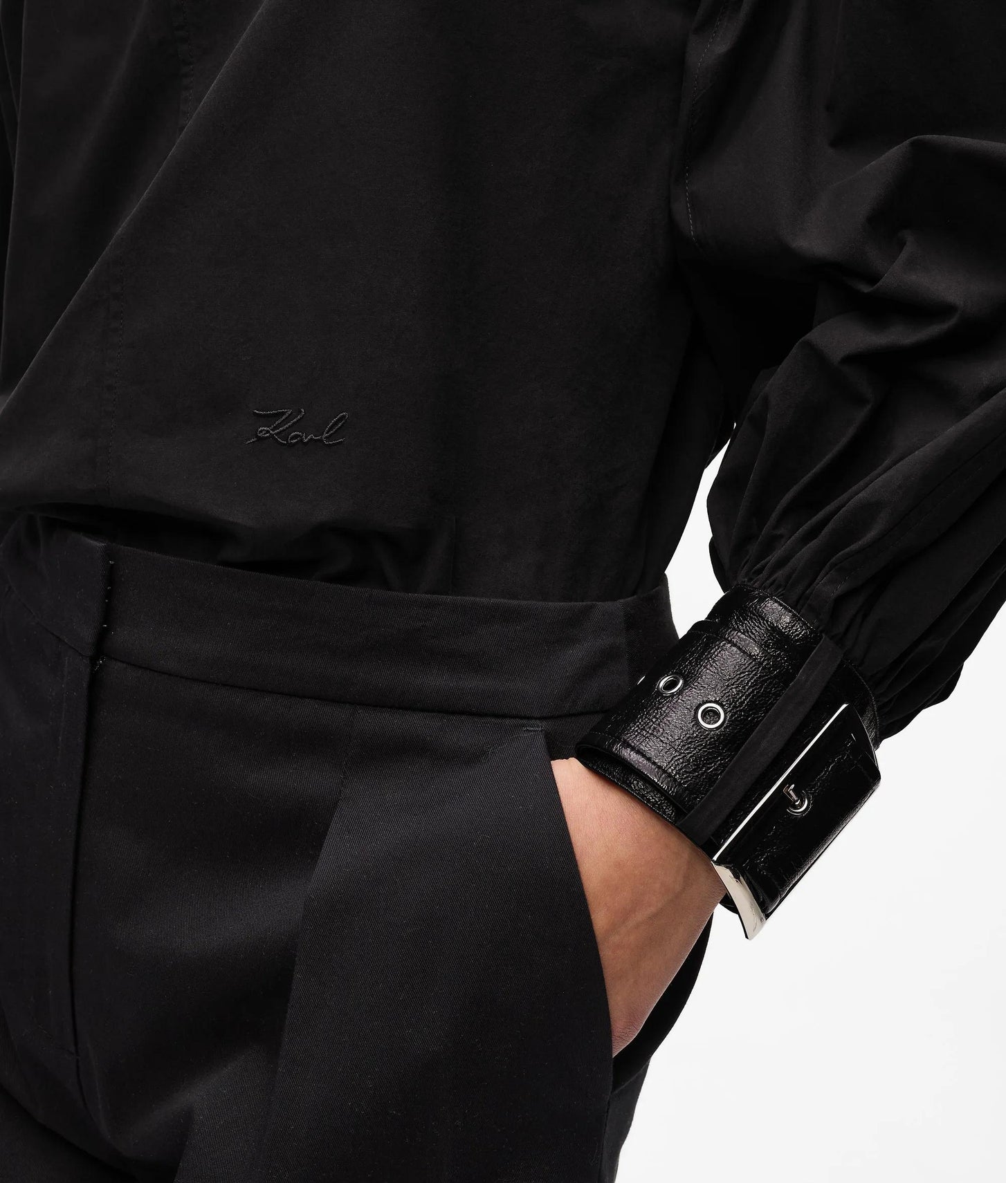 Karl Lagerfeld Balloon Sleeve Blouse Black