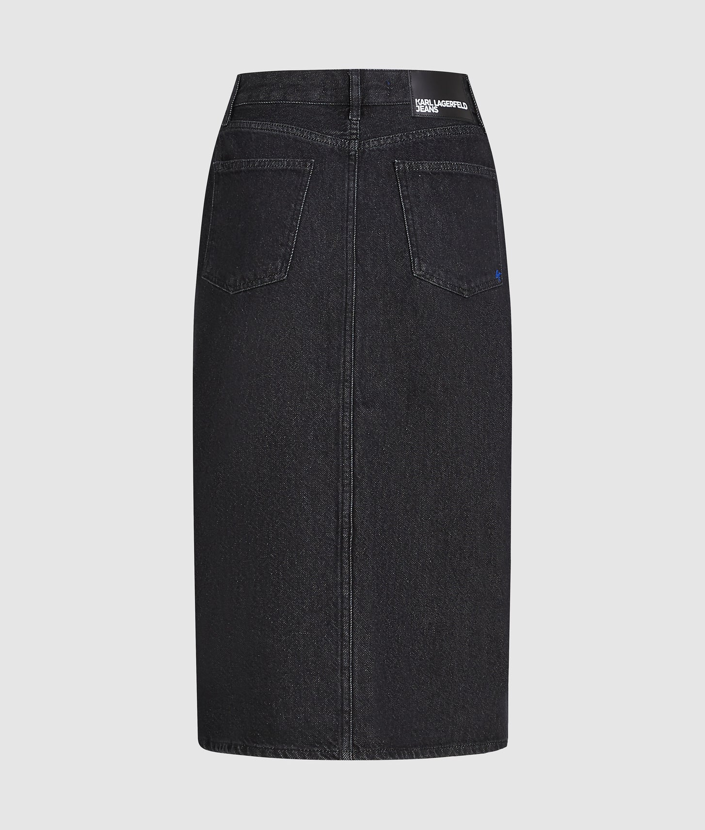 Karl Lagerfeld Lace-Up Midi Denim Skirt Stone Washed Black