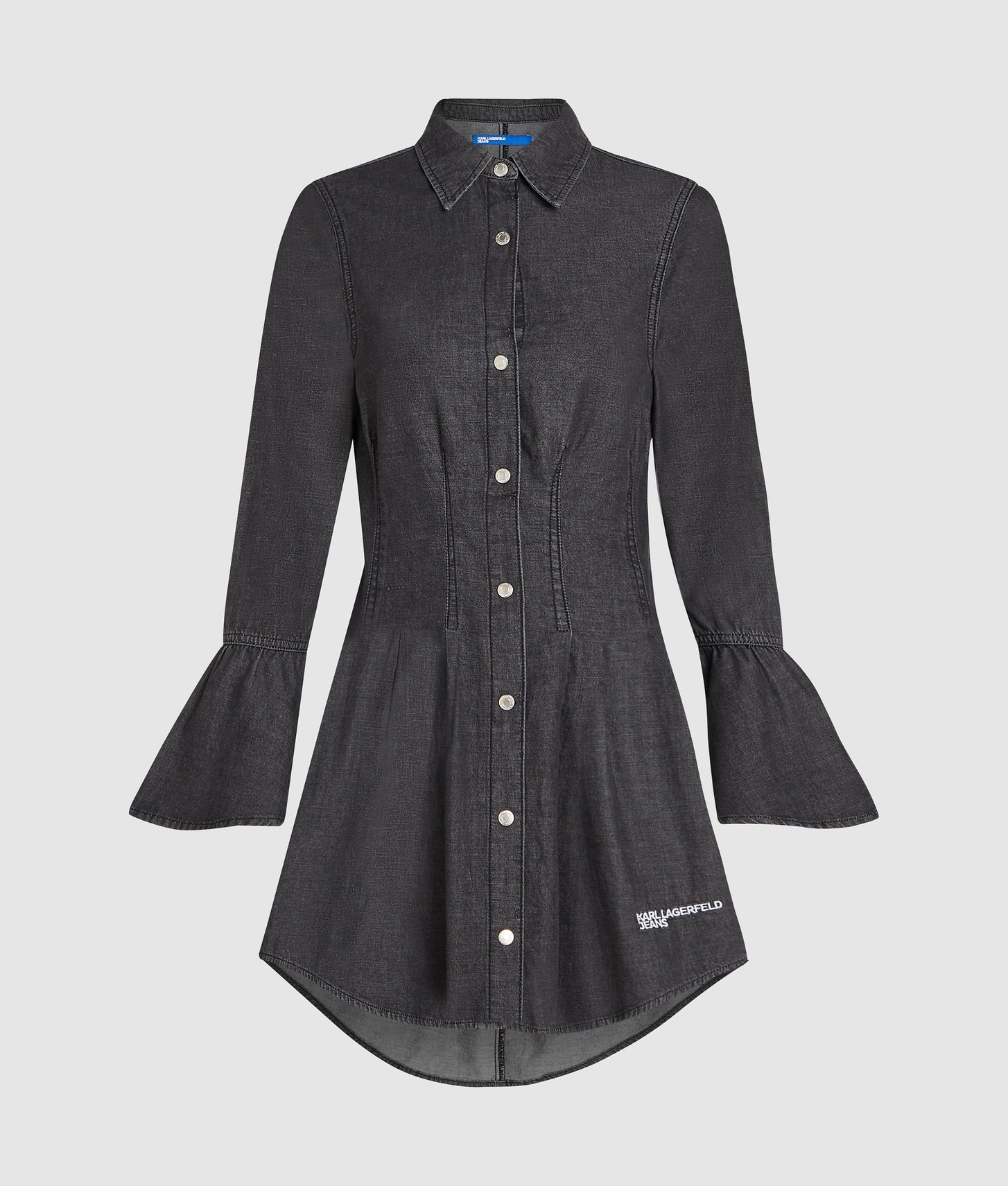 Karl Lagerfeld Flared Denim Dress Washed Black