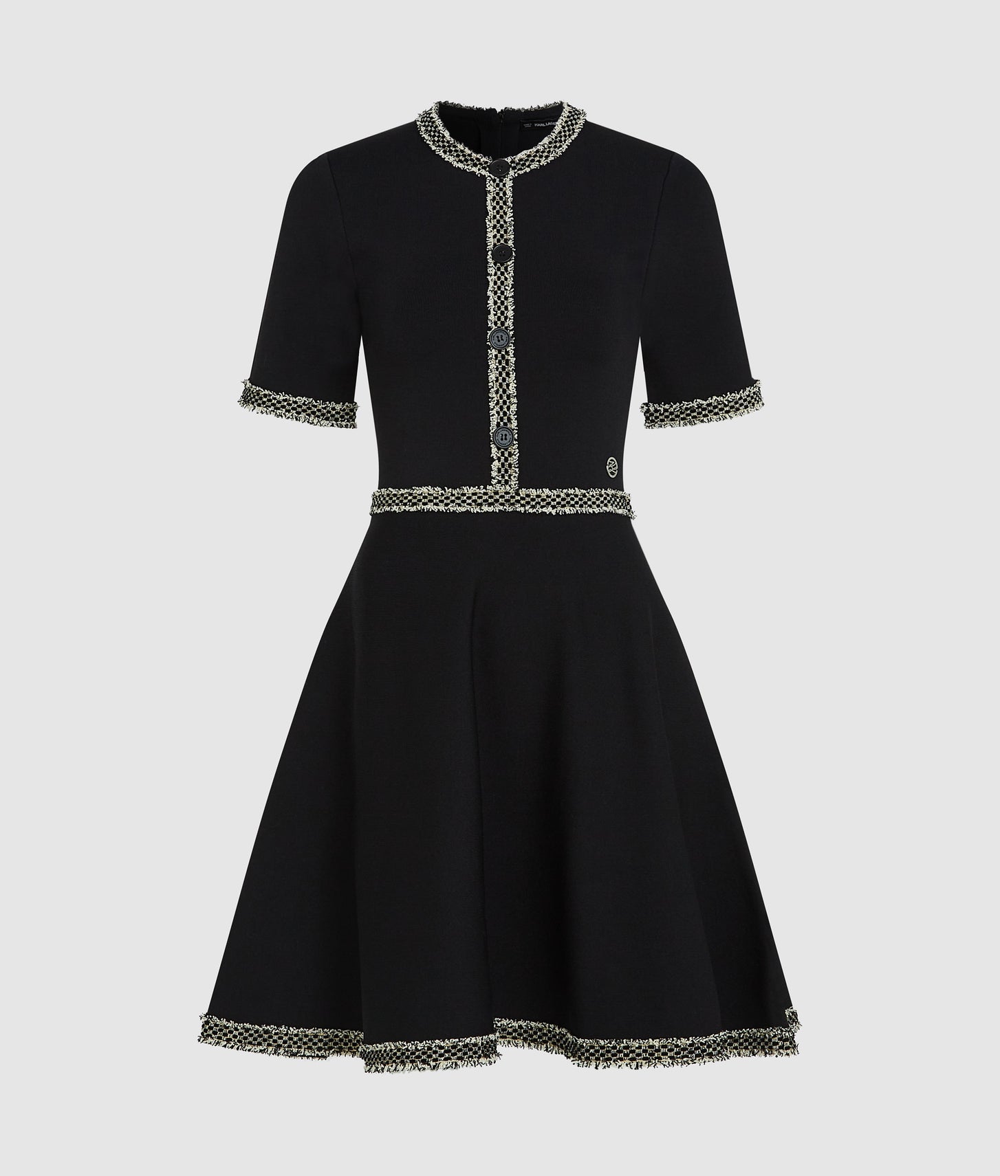 Karl Lagerfeld Bouclé Detail Knit Dress Black