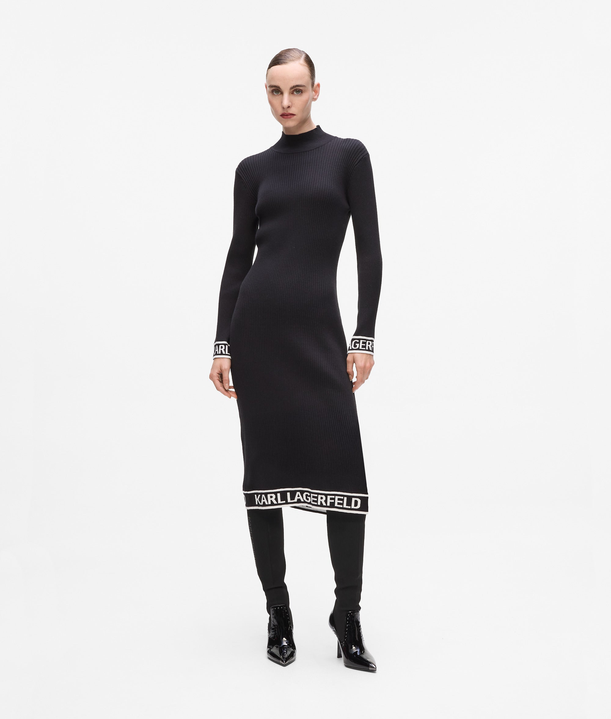 Karl Lagerfeld Logo Knit Dress Black