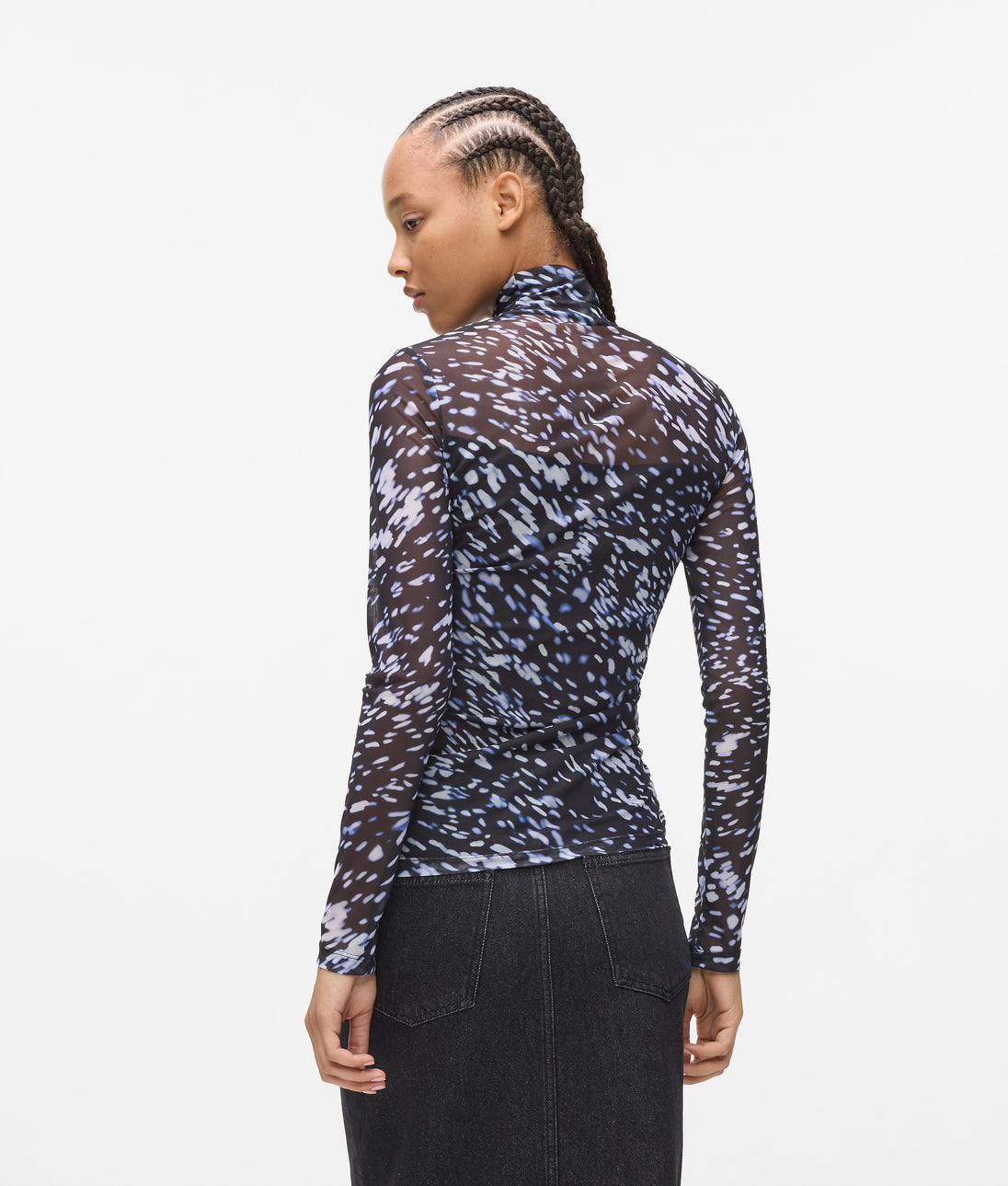 Karl Lagerfeld Lace-Up Midi Denim Skirt Stone Washed Black