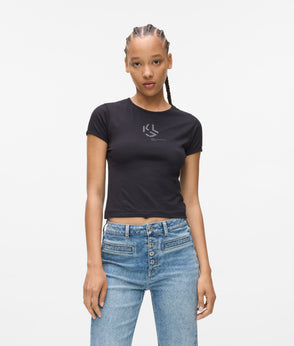 KarlLagerfeld Shearling Moon Shoulder Bag Black/White