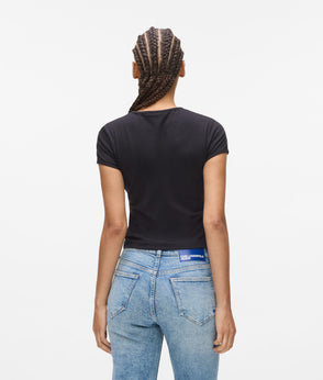 KarlLagerfeld Shearling Moon Shoulder Bag Black/White