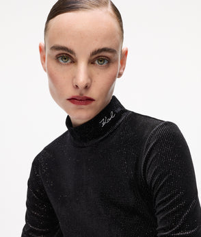 KarlLagerfeld Kcircle Studded Moon Shoulder Bag Black