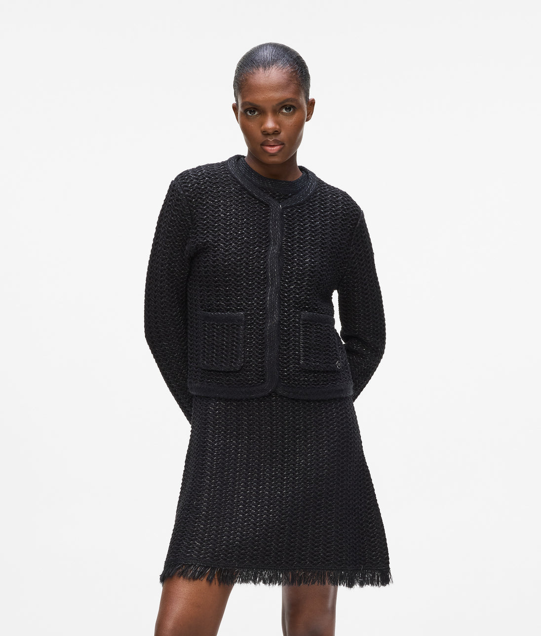 Karl Lagerfeld Textured Knit Dress Black