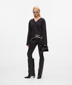 KarlLagerfeld Ksignature Small Studded Crossbody Bag Black