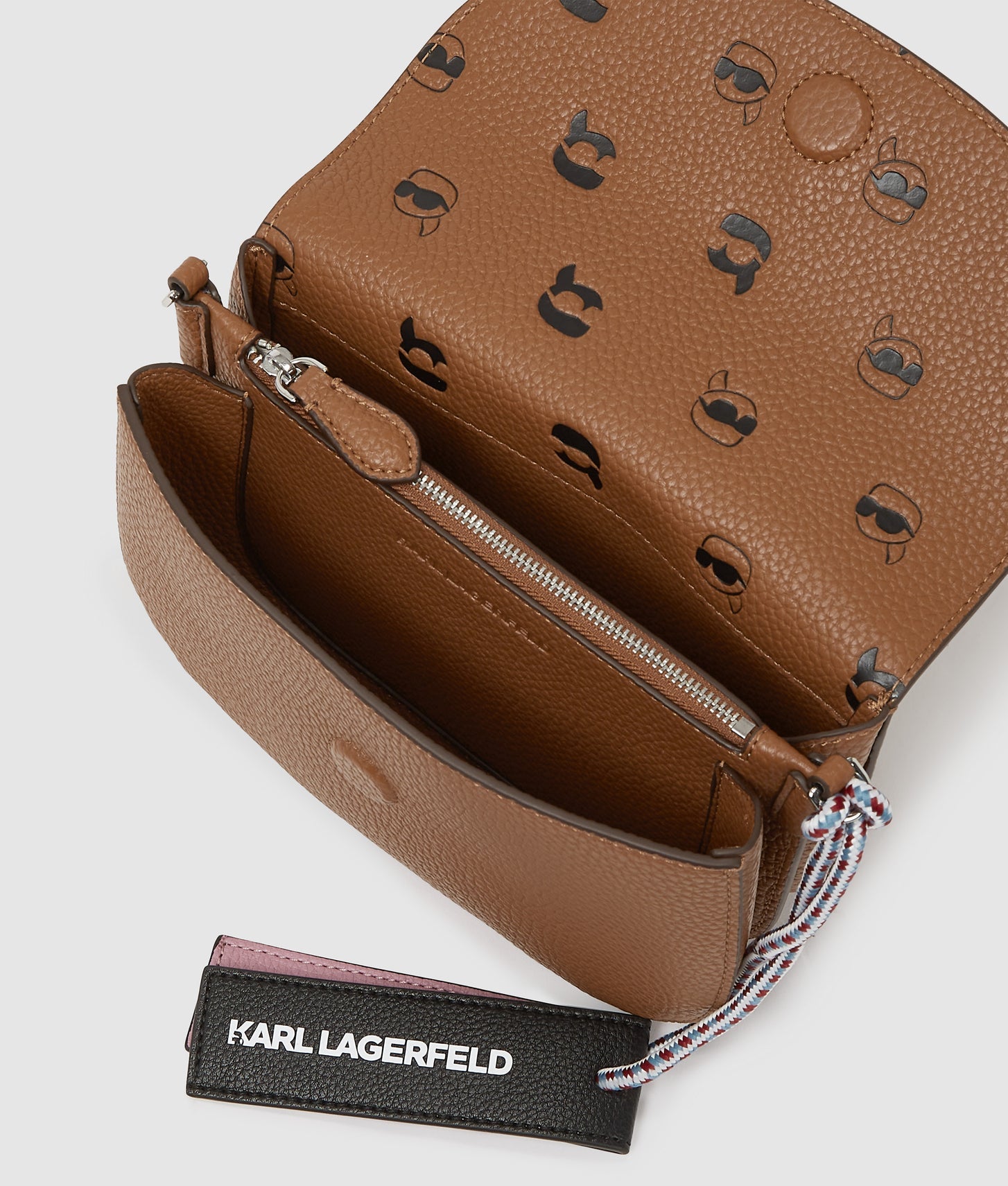 KarlLagerfeld Ikon Pebble Crossbody Bag Dark Tan