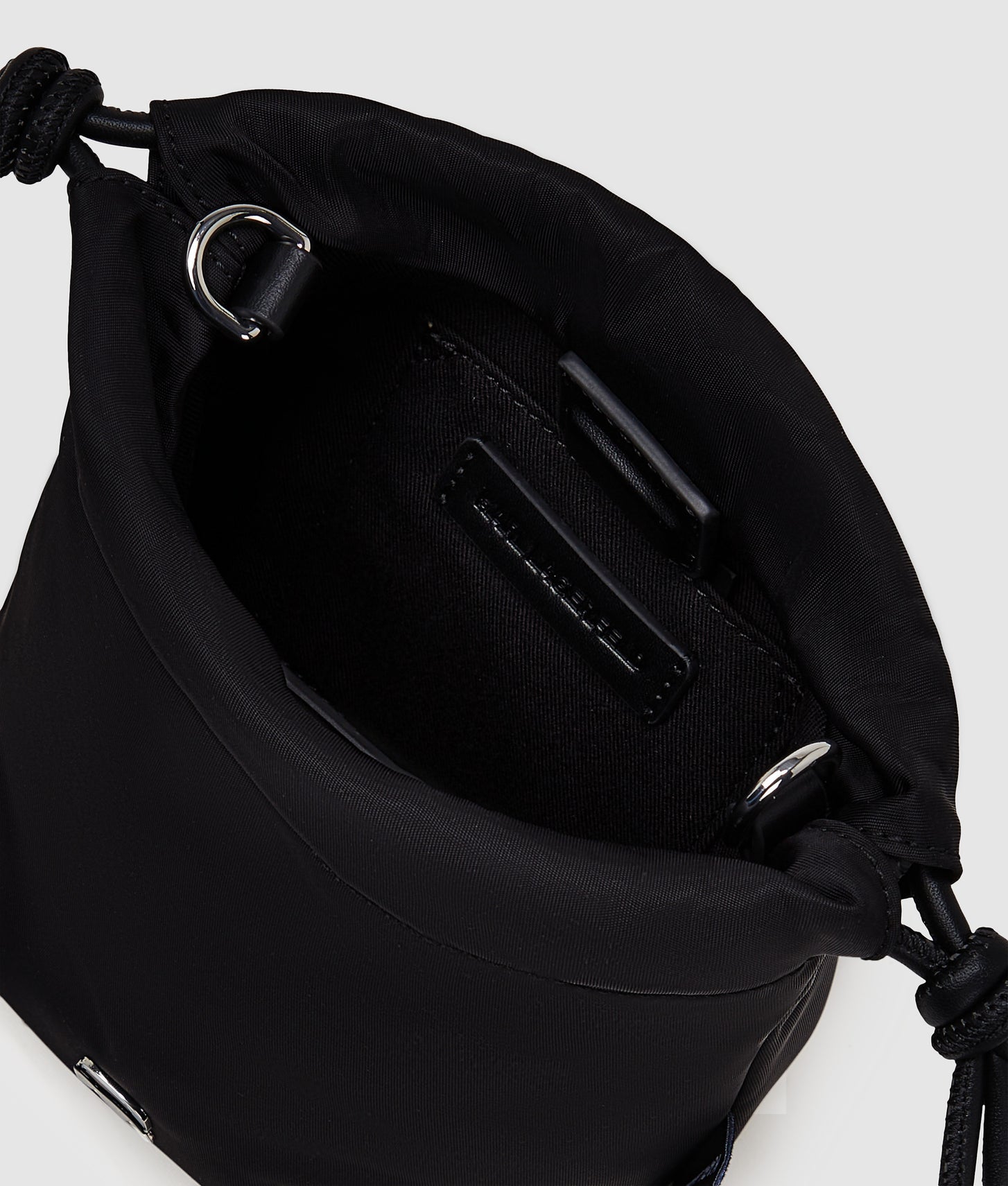 KarlLagerfeld Ikon Nylon Small Bucket Bag Black