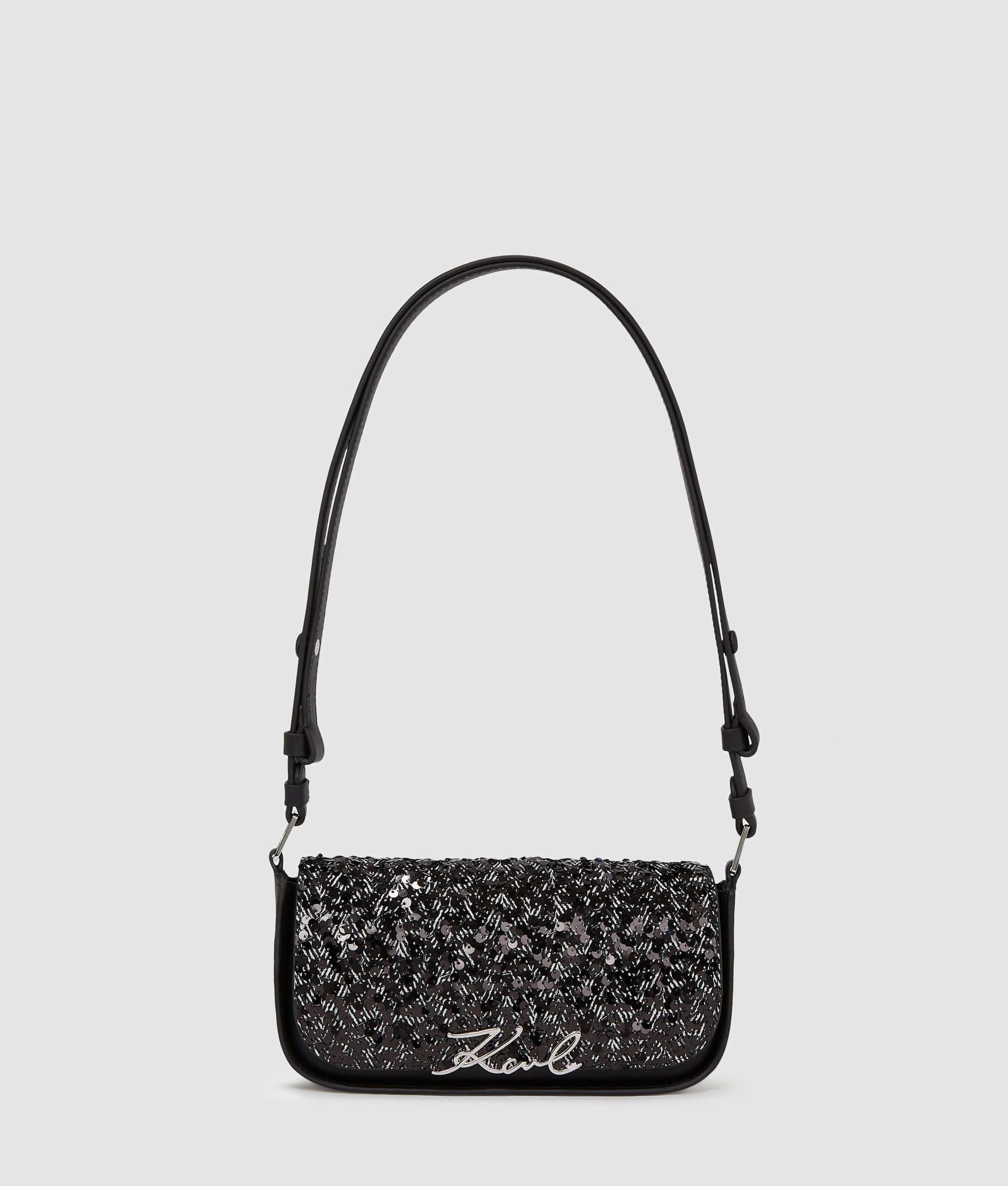 KarlLagerfeld Ksignature Sequin Crossbody Bag Herringbone Sequins