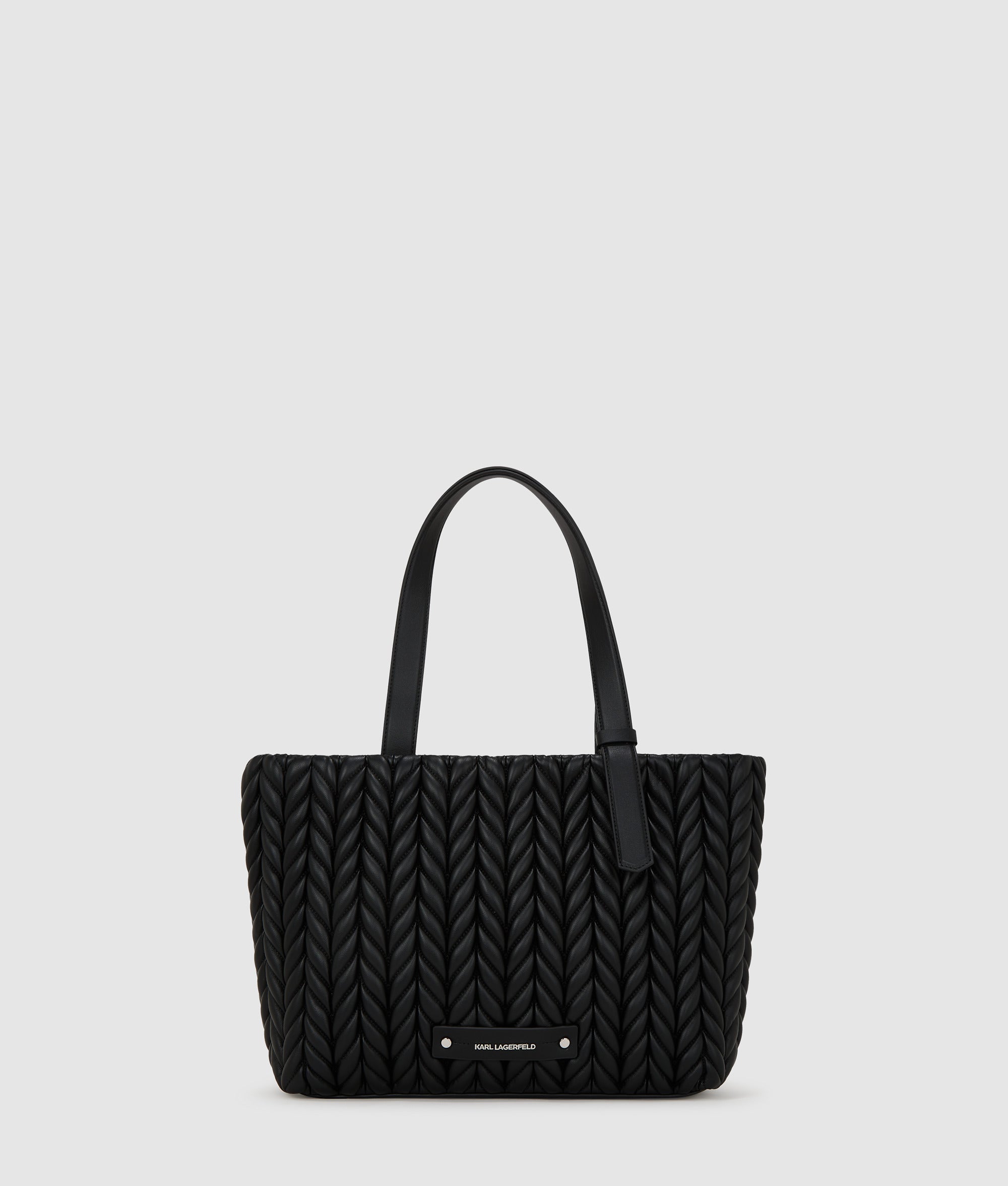 KarlLagerfeld Kweave Medium Tote Bag Black-Nickel