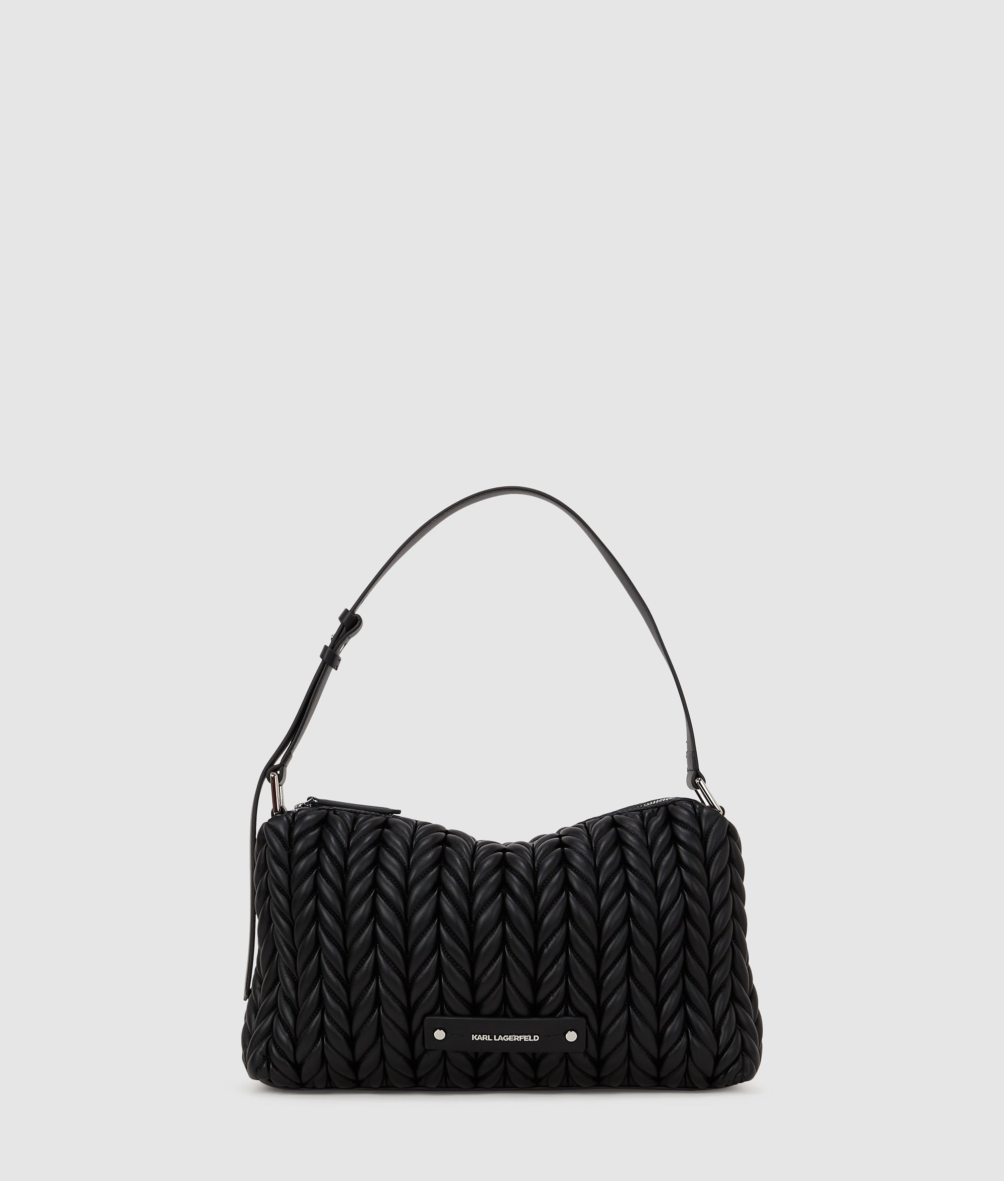 KarlLagerfeld Kweave Medium Shoulder Bag Black-Nickel