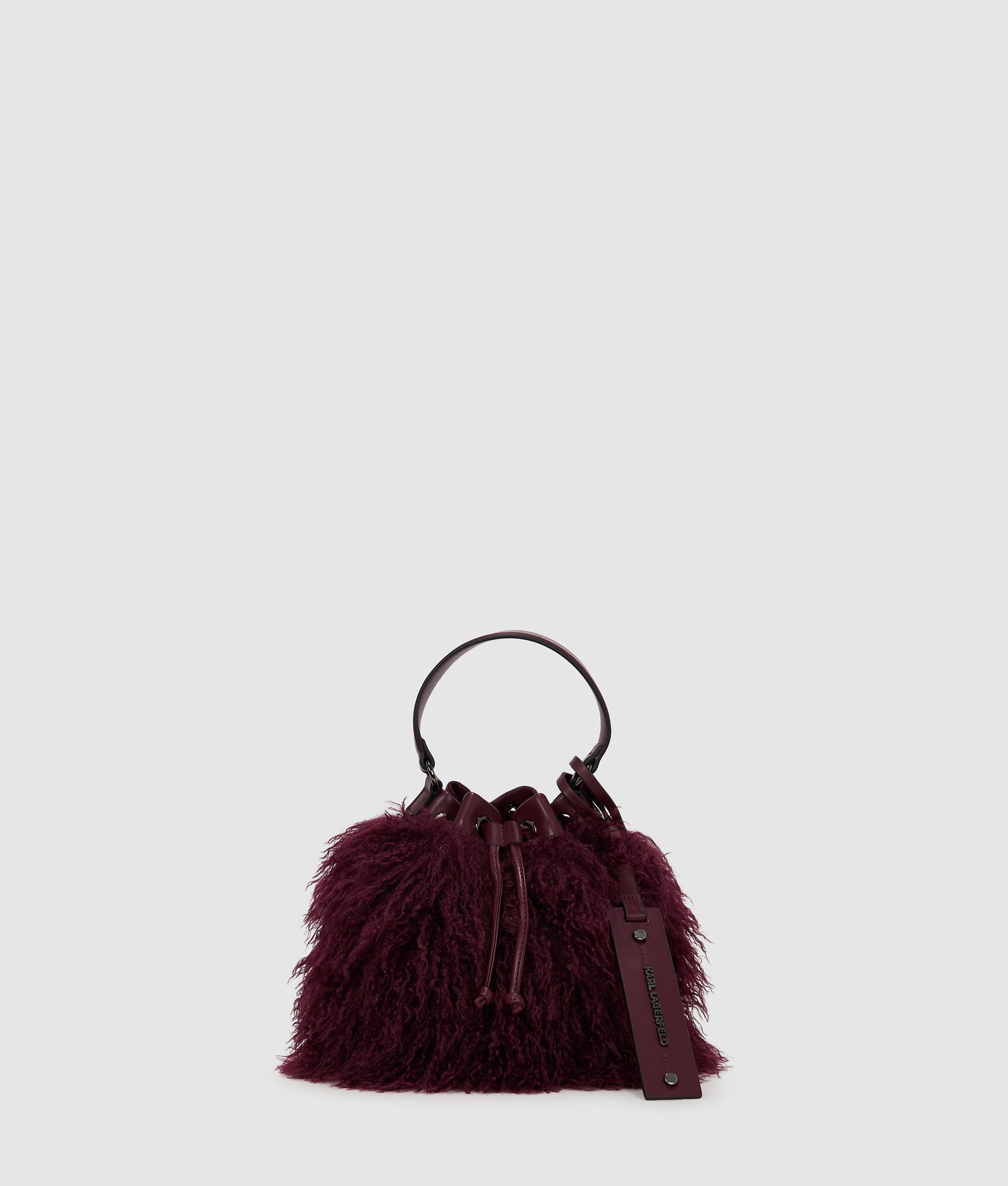 KarlLagerfeld Kweave Faux Fur Bucket Bag Windsor Wine