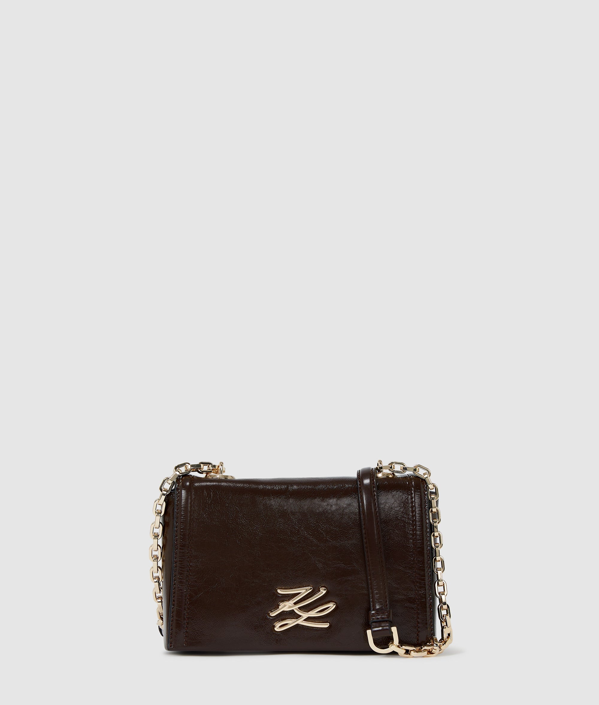 KarlLagerfeld Kautograph Glossy Crossbody Bag Tobacco