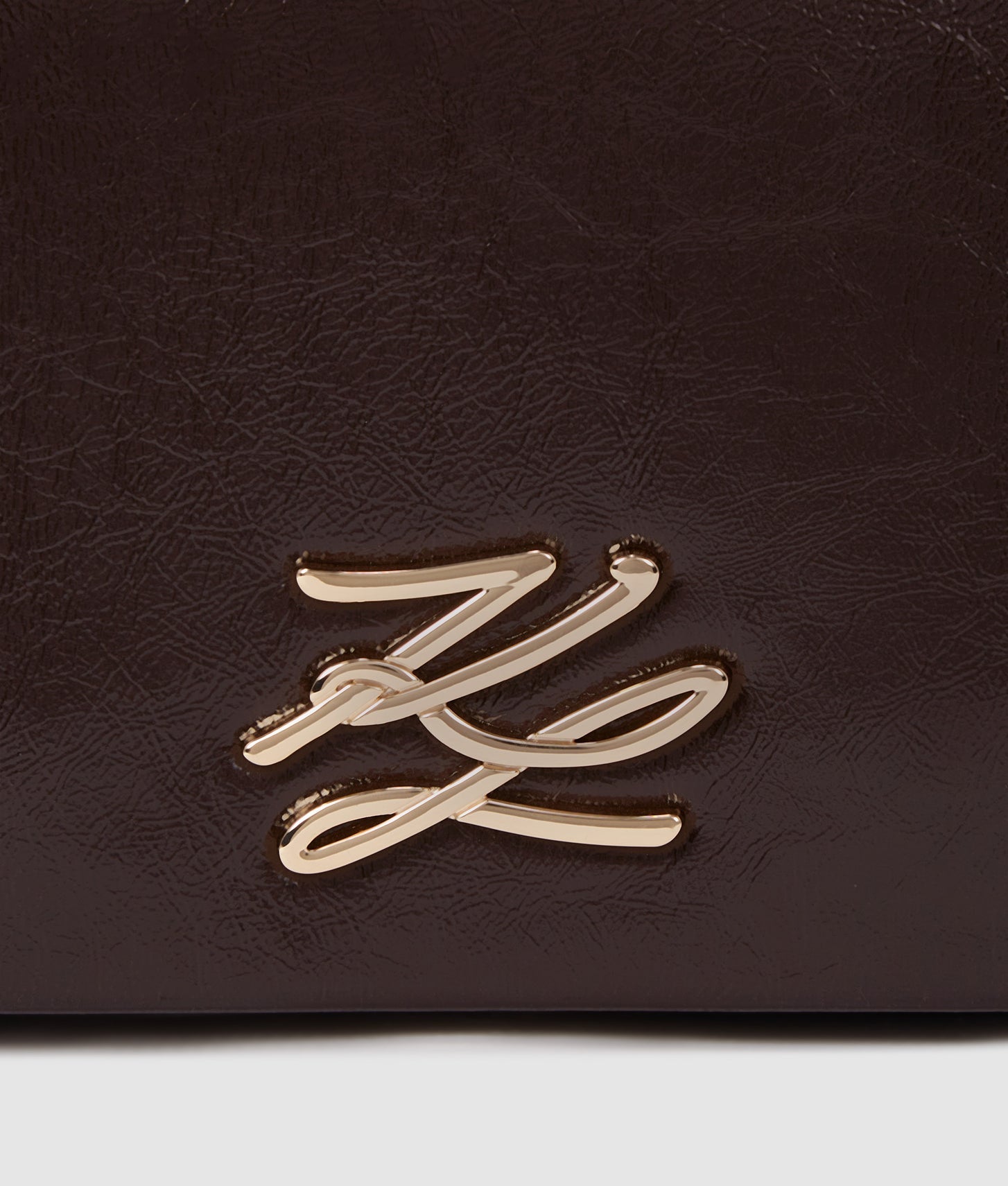 KarlLagerfeld Kautograph Glossy Crossbody Bag Tobacco