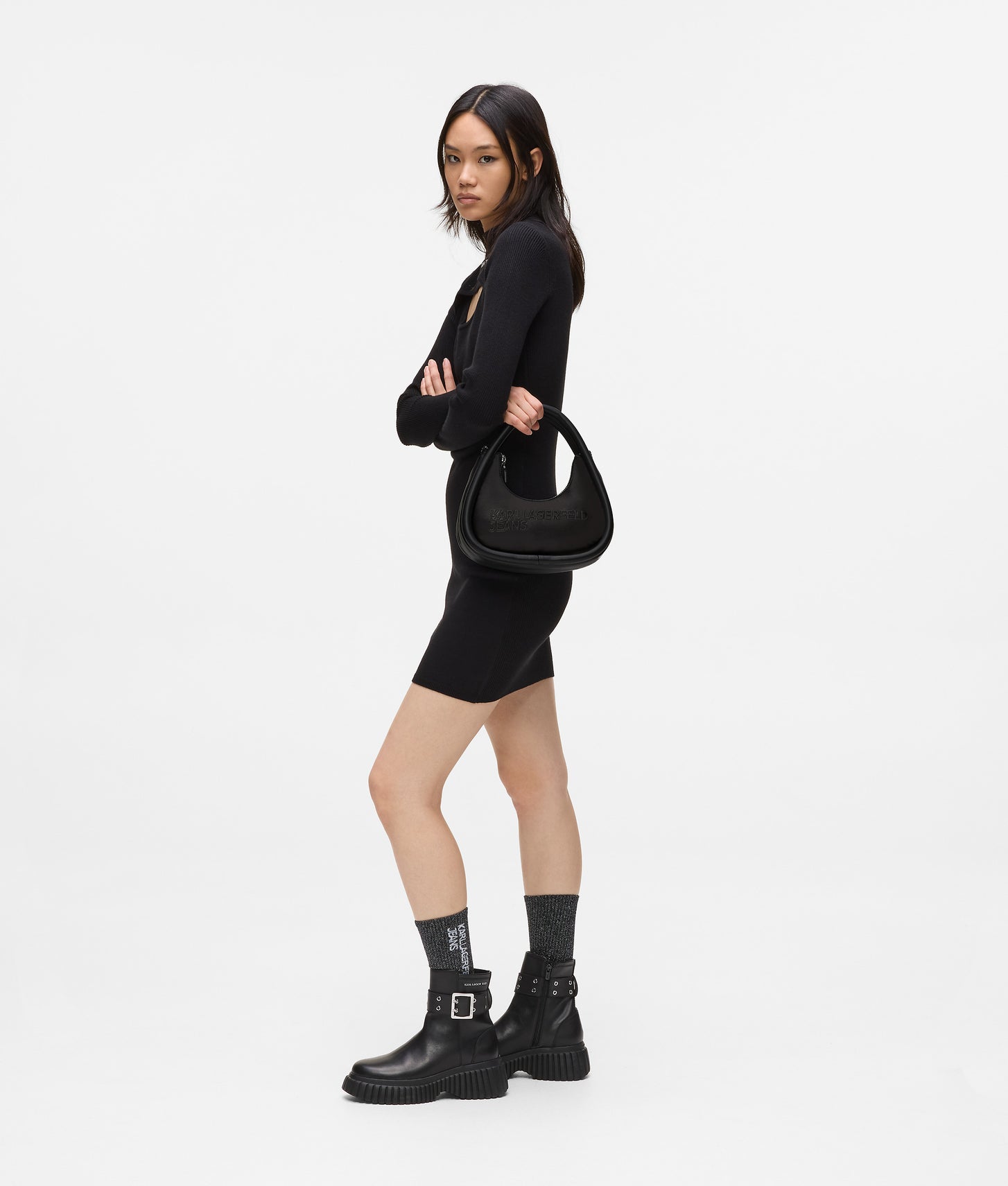 KarlLagerfeld Puffy Top Handle Bag Black