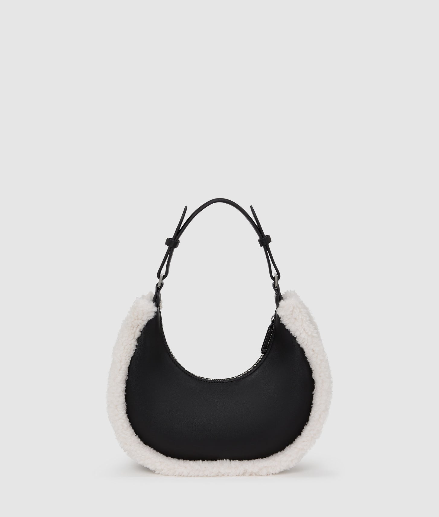 KarlLagerfeld Shearling Moon Shoulder Bag Black/White