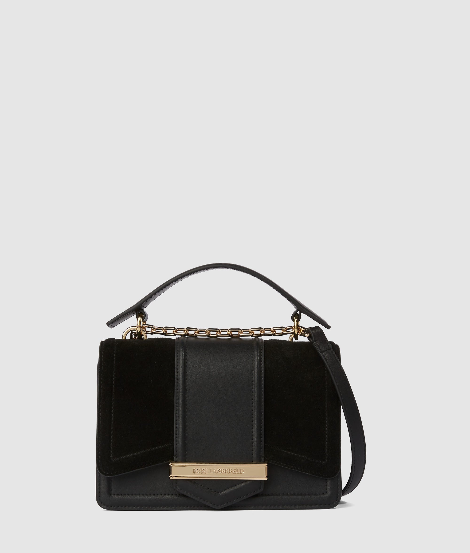 KarlLagerfeld Knova Suede Shoulder Bag Black/Gold