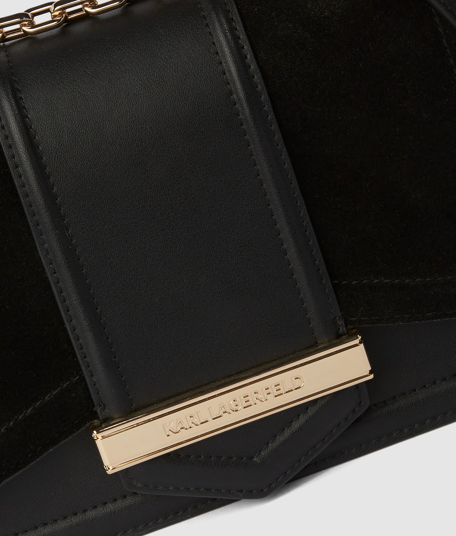 KarlLagerfeld Knova Suede Shoulder Bag Black/Gold