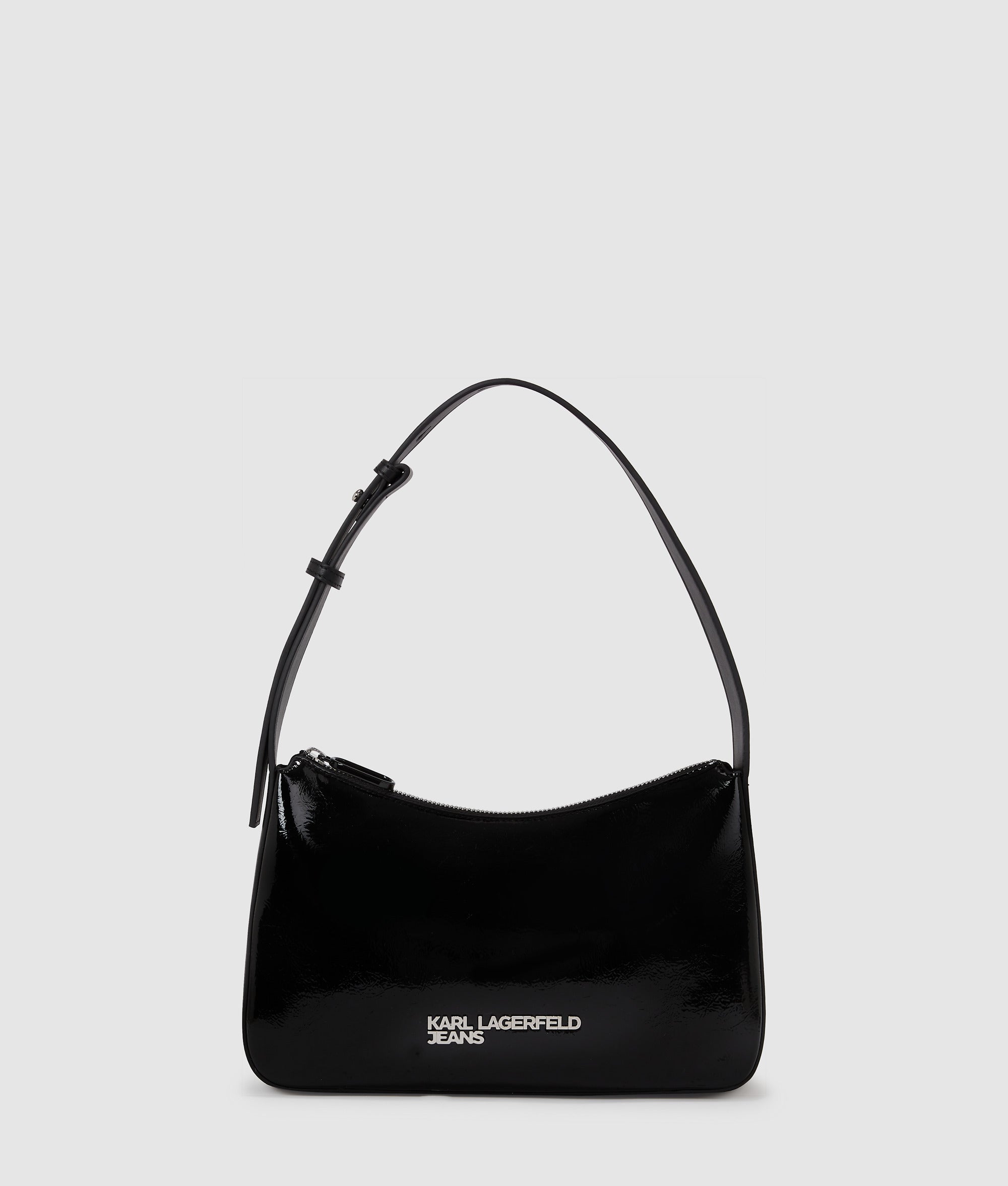 KarlLagerfeld Logo Shiny Shoulder Bag Black