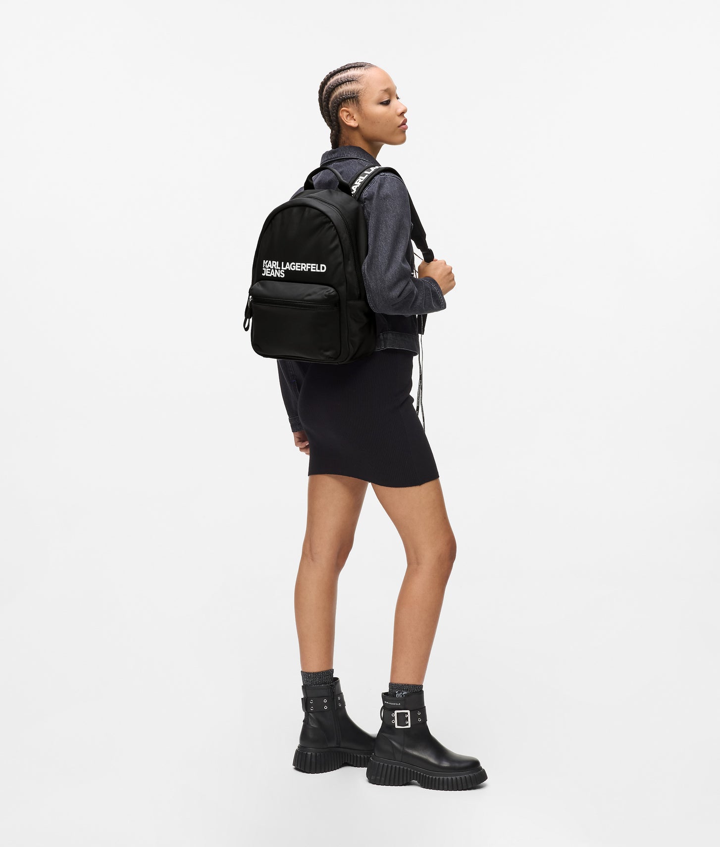 KarlLagerfeld Logo Nylon Backpack Black