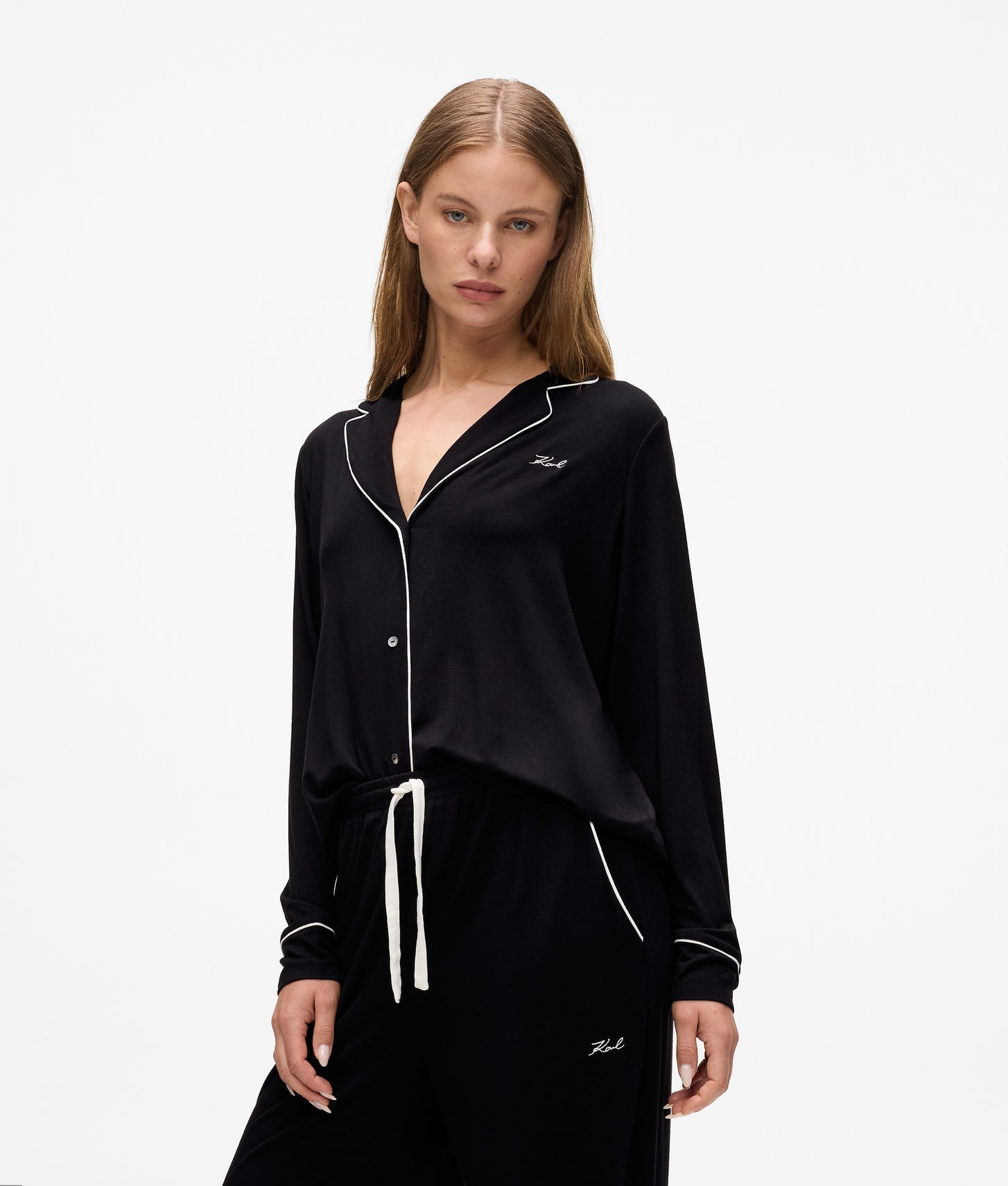 Karl Lagerfeld Signature Pajama Set Black