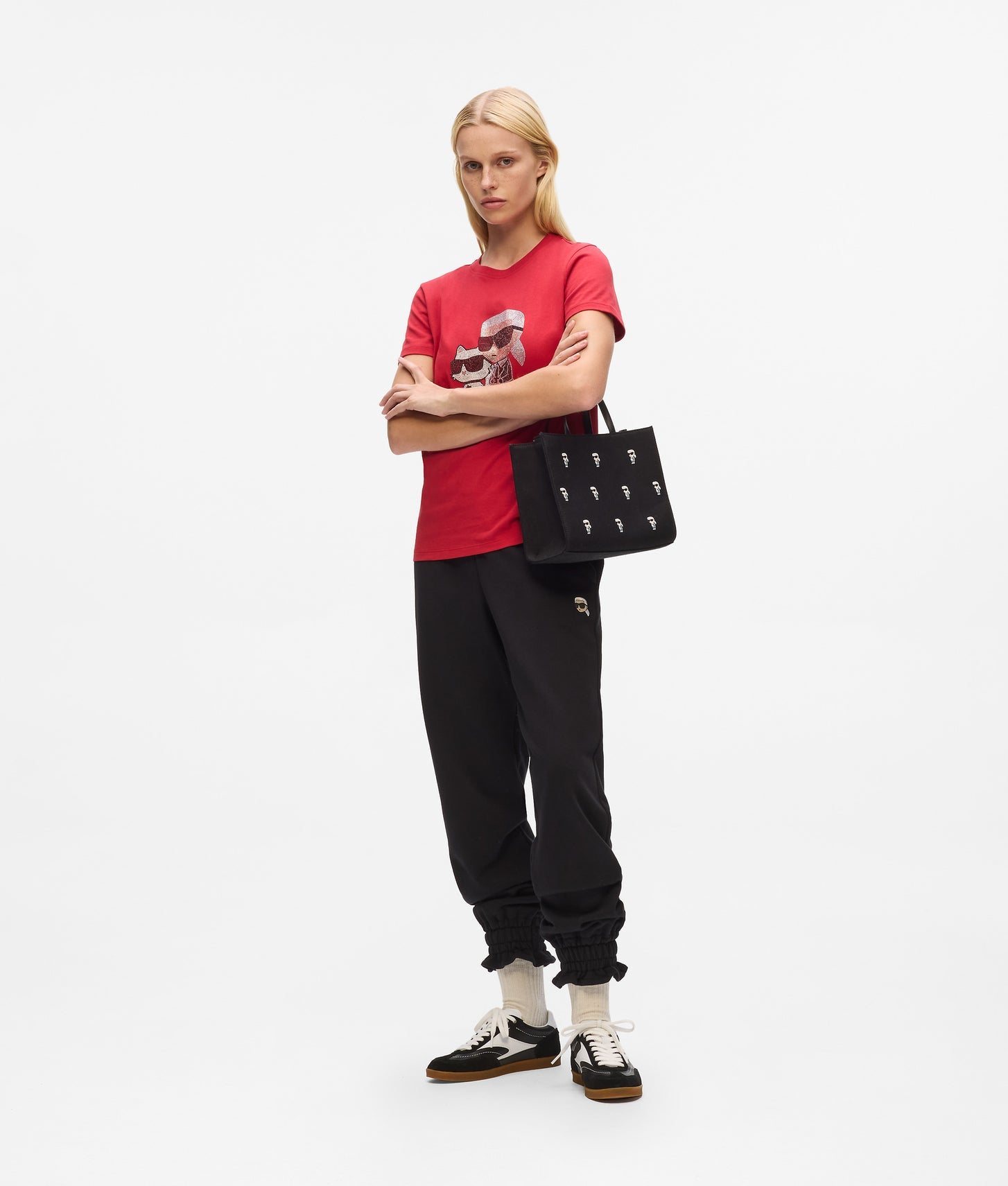 KarlLagerfeld Ikon All-Over-Print Tote Bag Black