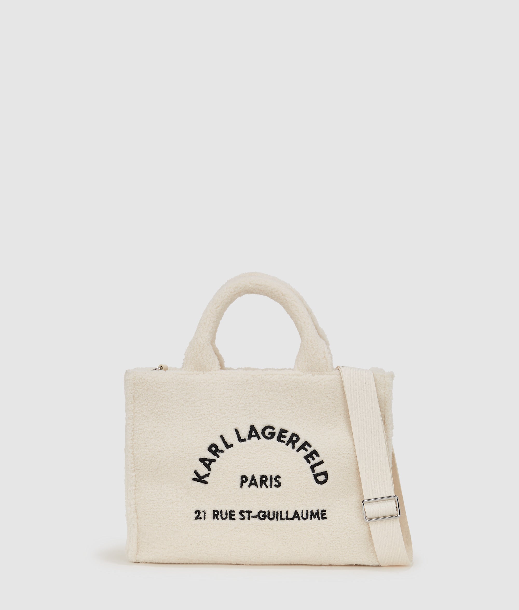 KarlLagerfeld Rue St-Guillaume Shearling Tote Bag Off White