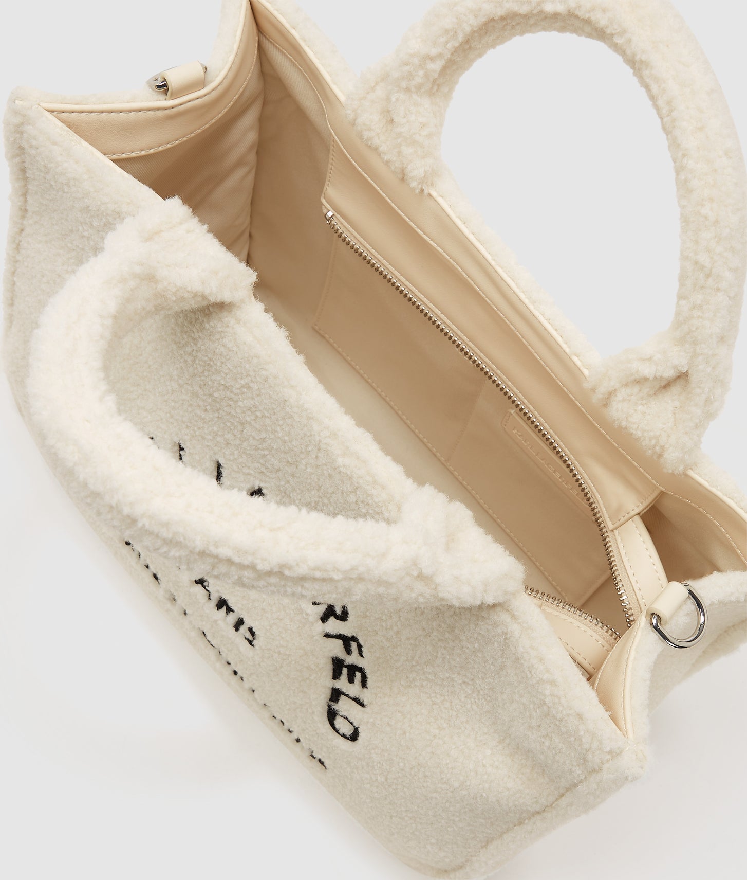 KarlLagerfeld Rue St-Guillaume Faux-Shearling Tote Bag Off White