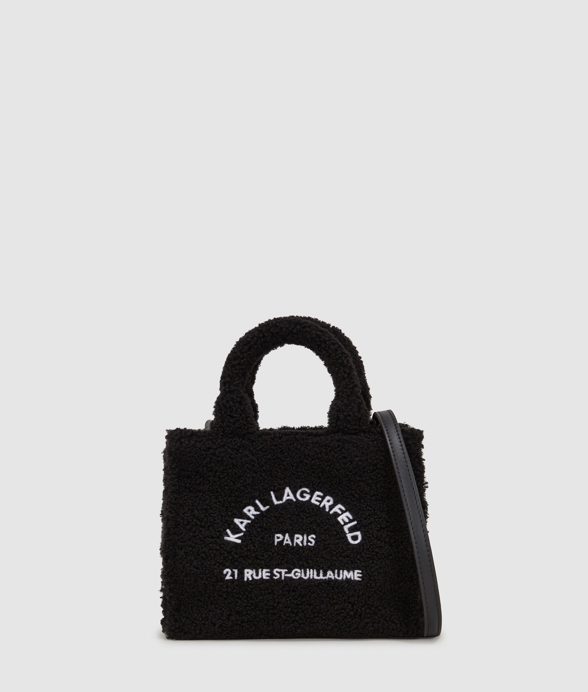 KarlLagerfeld Rue St-Guillaume Mini Shearling Tote Bag Black