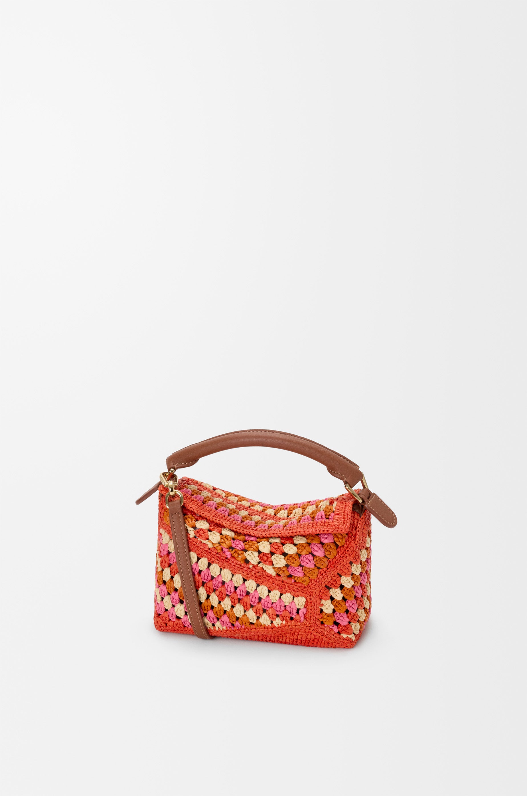 Loewe Mini Puzzle Edge bag in raffia and calfskin