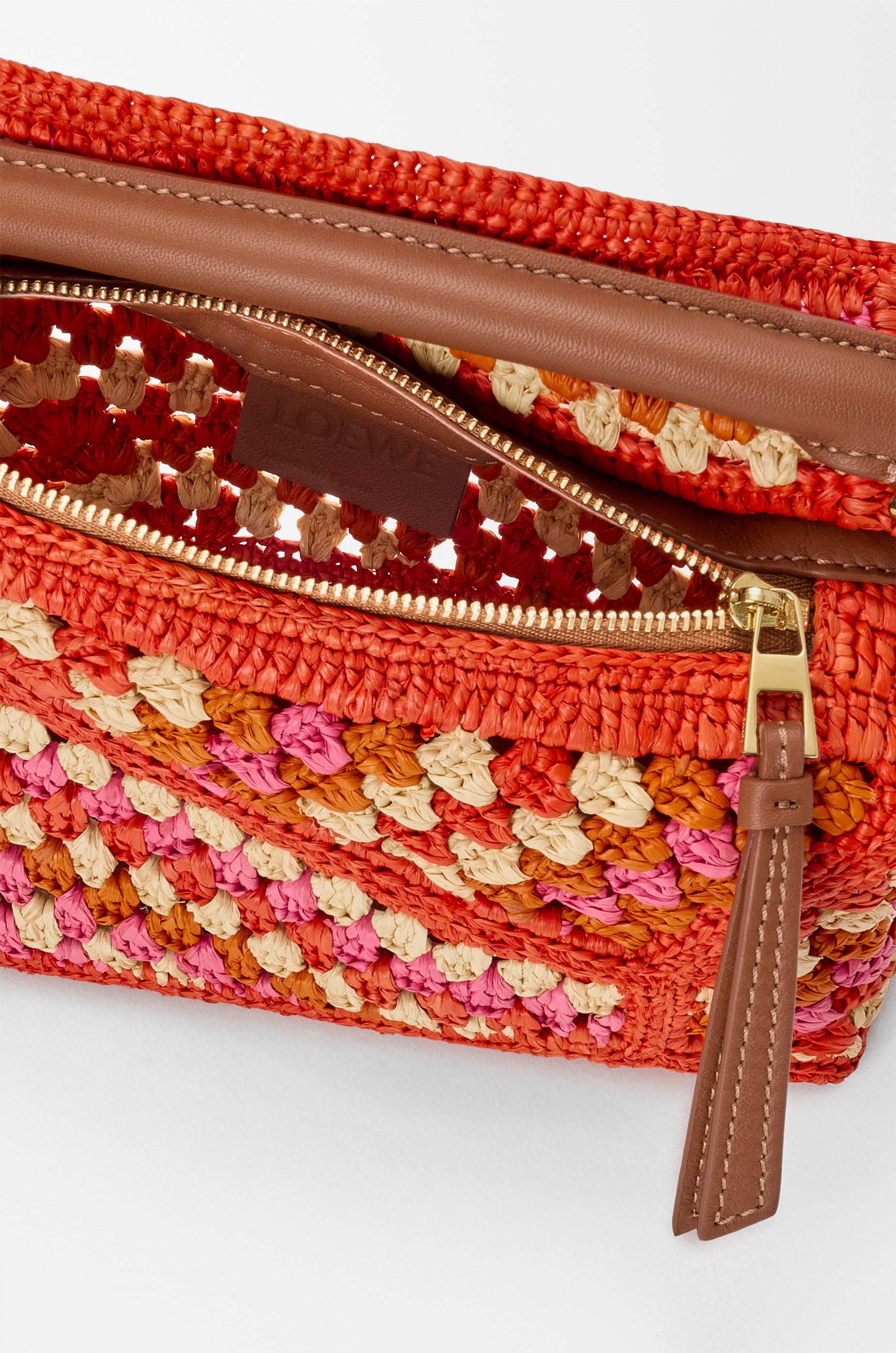 Loewe Mini Puzzle Edge bag in raffia and calfskin