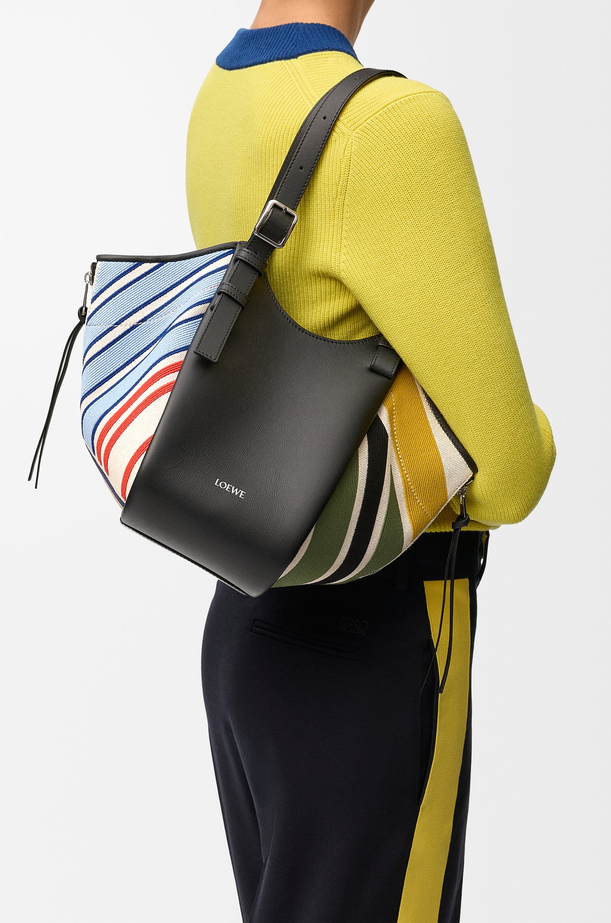 Loewe Hammock Flip bag in embroidered canvas and calfskin