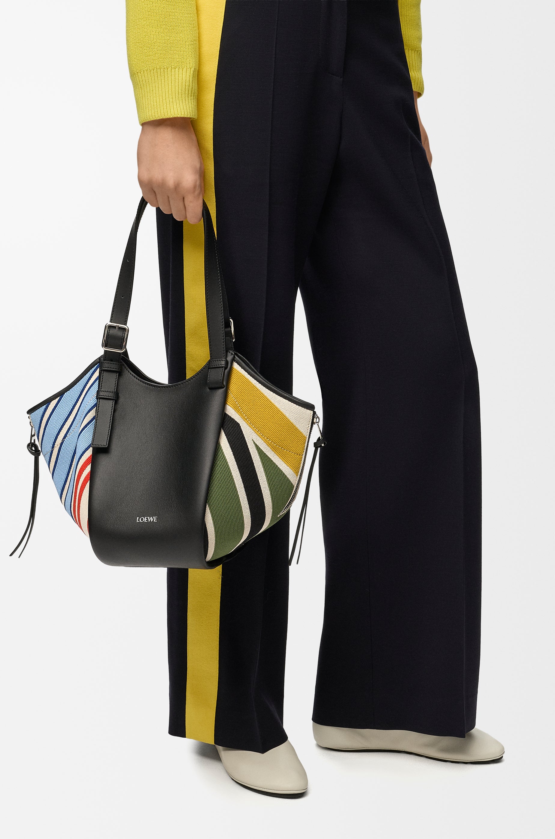 Loewe Hammock Flip bag in embroidered canvas and calfskin