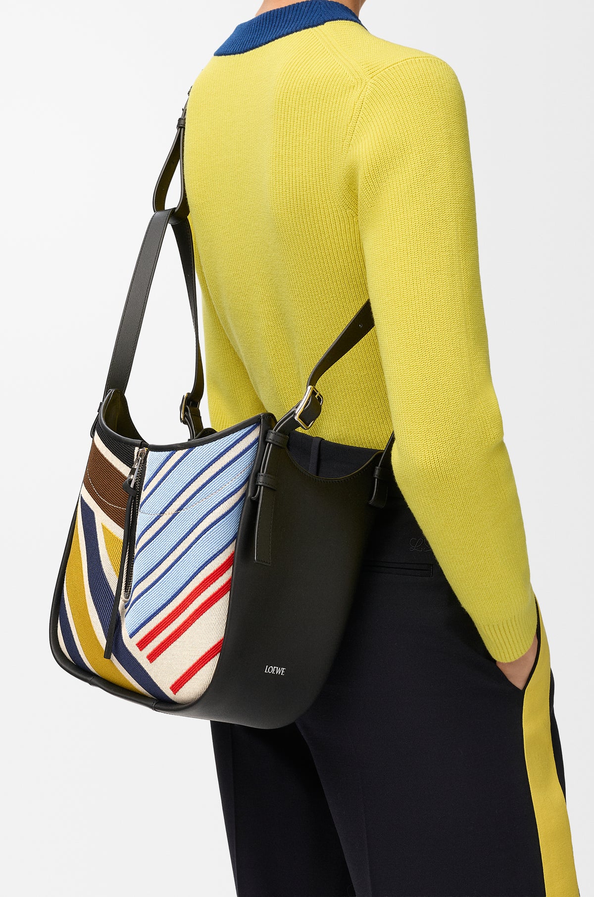 Loewe Hammock Flip bag in embroidered canvas and calfskin