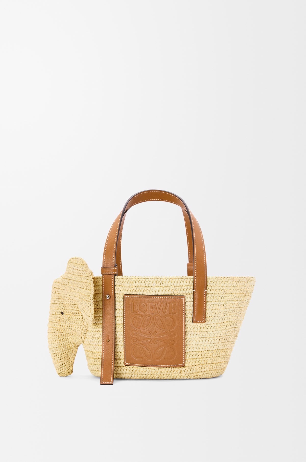 Loewe Small Elephant basket in raffia and calfskin