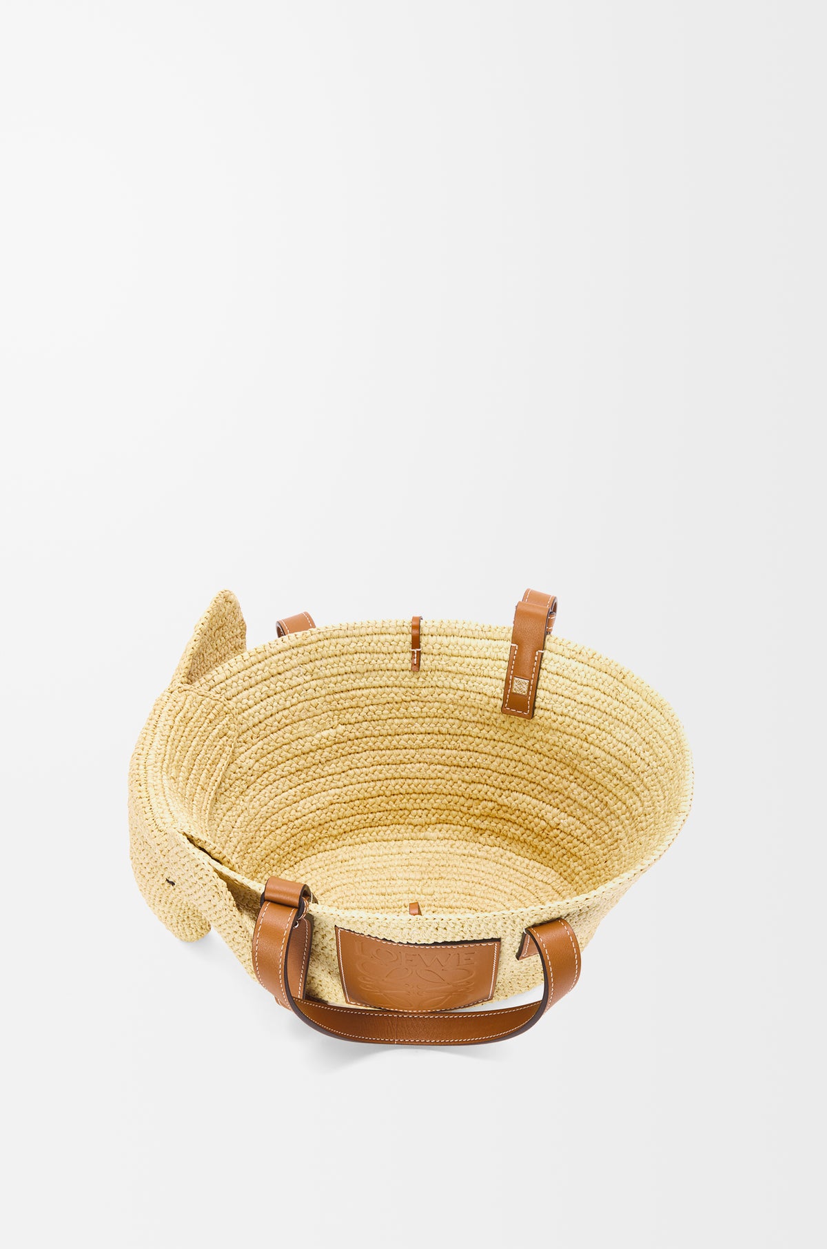 Loewe Small Elephant basket in raffia and calfskin