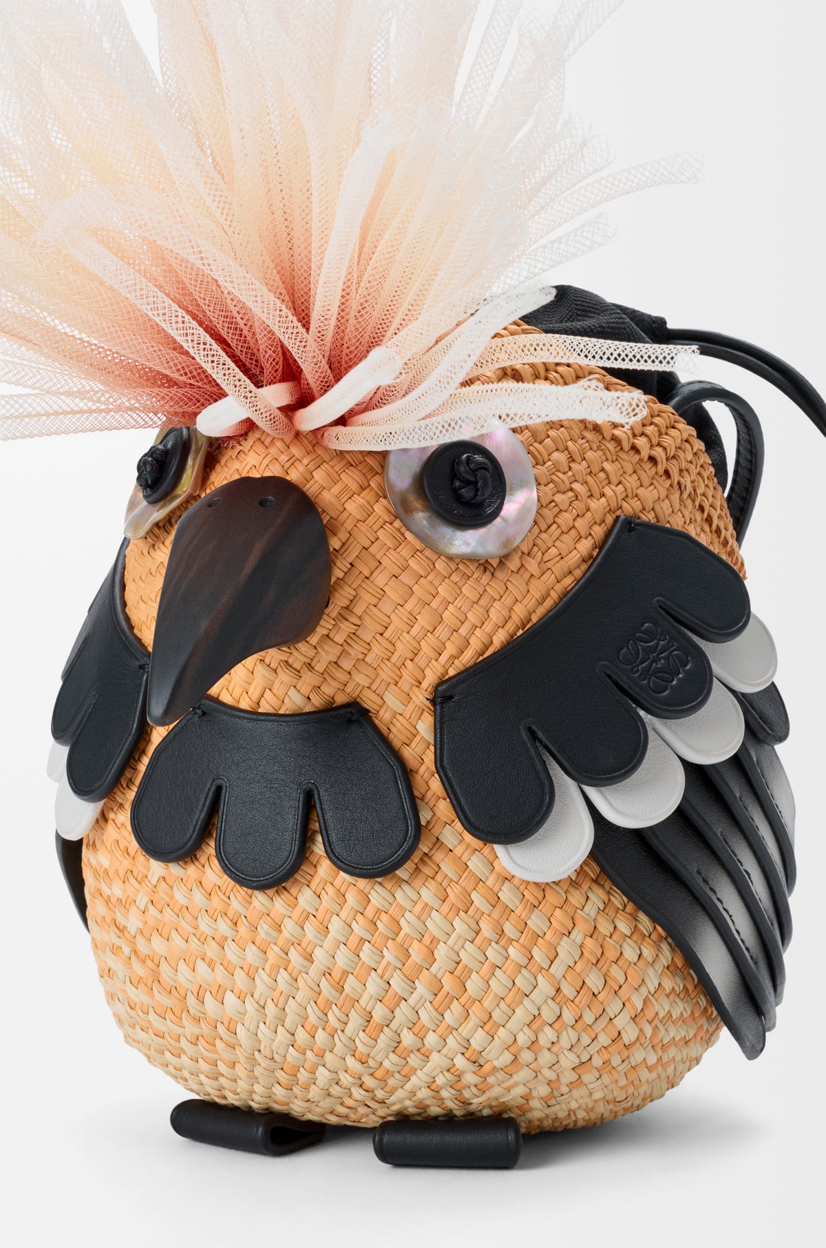 Loewe Bird bag in iraca palm and calfskin