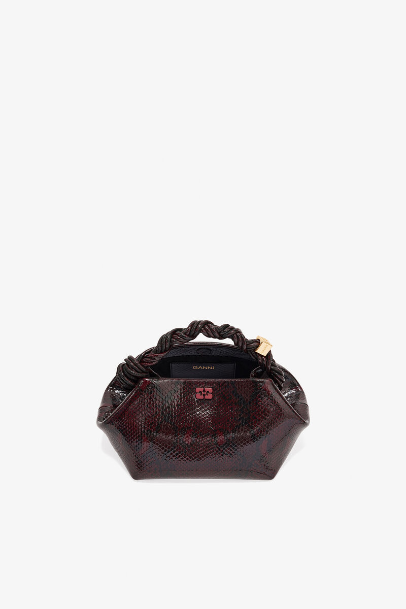 Ganni Dark Burgundy Snake Small Bou Bag