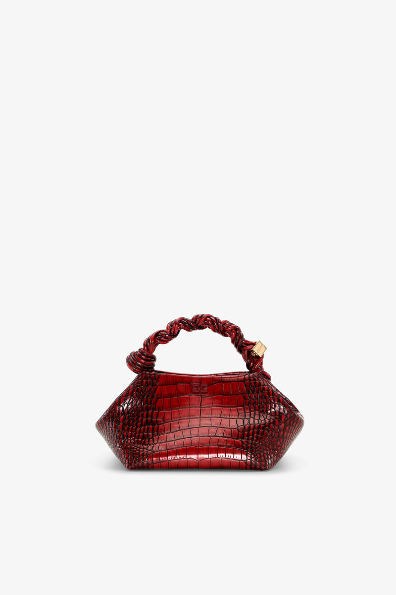 Ganni Burgundy Croco Small Bou Bag