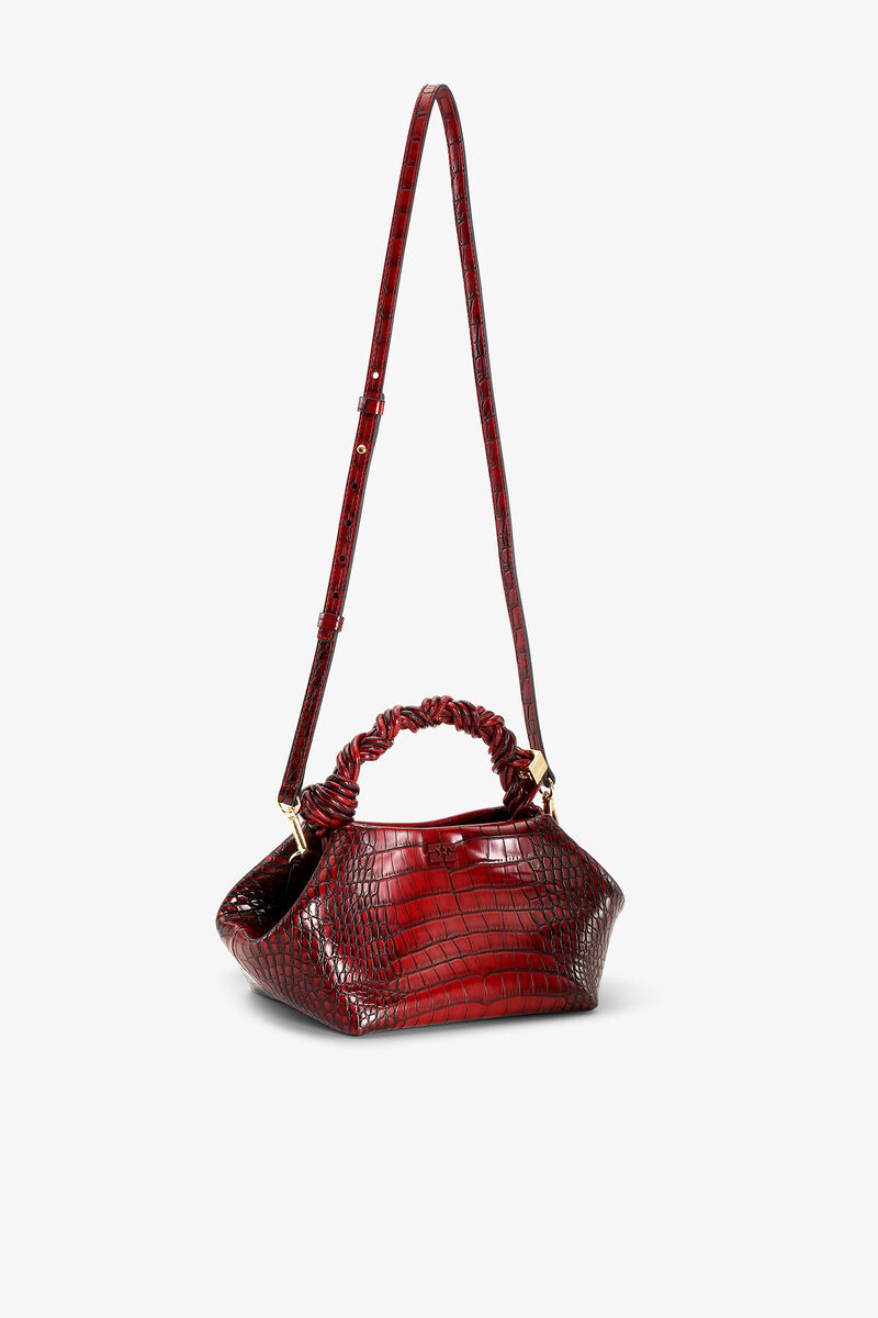Ganni Burgundy Croco Small Bou Bag
