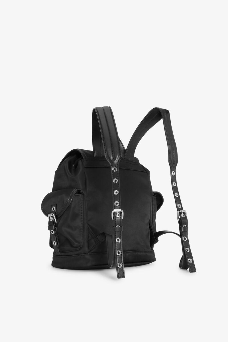Ganni Black Small Bucky Nylon Backpack